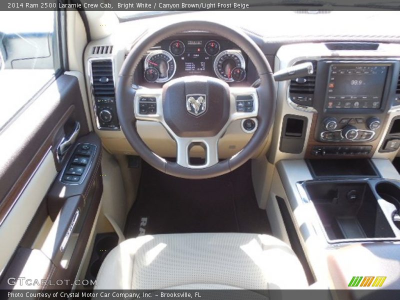 Bright White / Canyon Brown/Light Frost Beige 2014 Ram 2500 Laramie Crew Cab