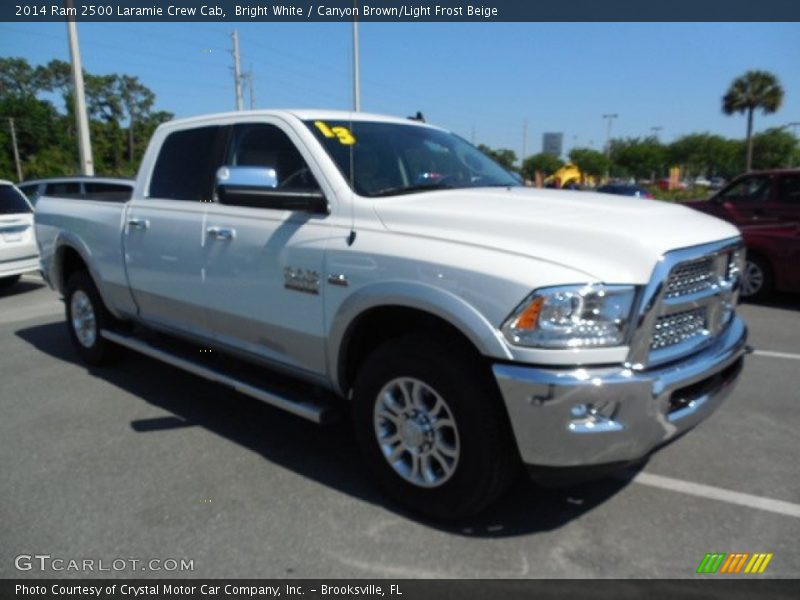 Bright White / Canyon Brown/Light Frost Beige 2014 Ram 2500 Laramie Crew Cab