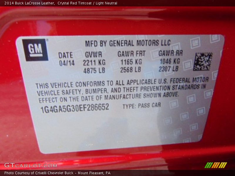 Crystal Red Tintcoat / Light Neutral 2014 Buick LaCrosse Leather