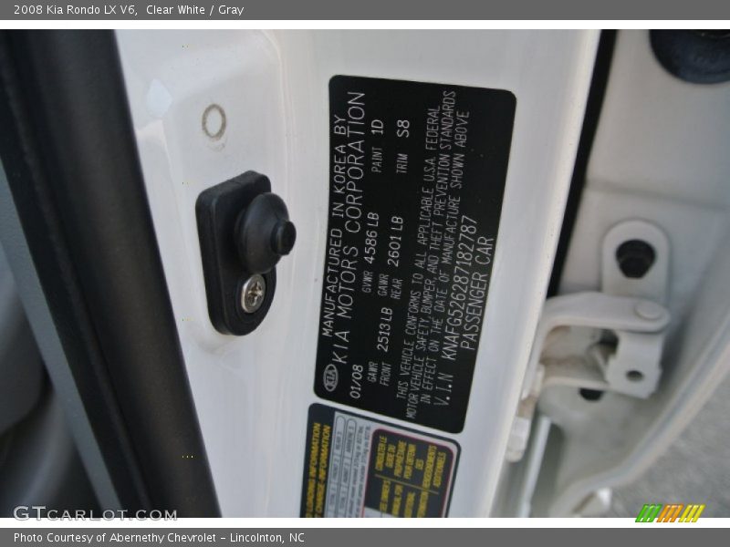 Clear White / Gray 2008 Kia Rondo LX V6
