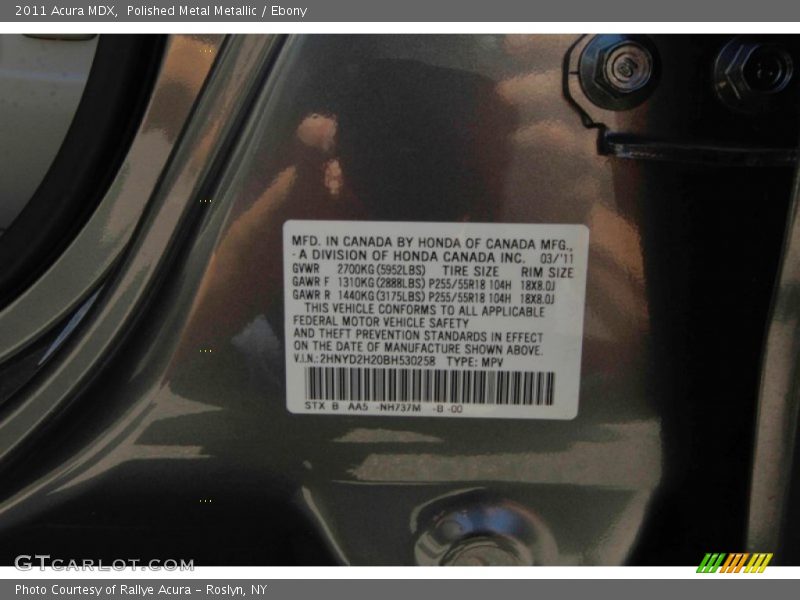 Polished Metal Metallic / Ebony 2011 Acura MDX