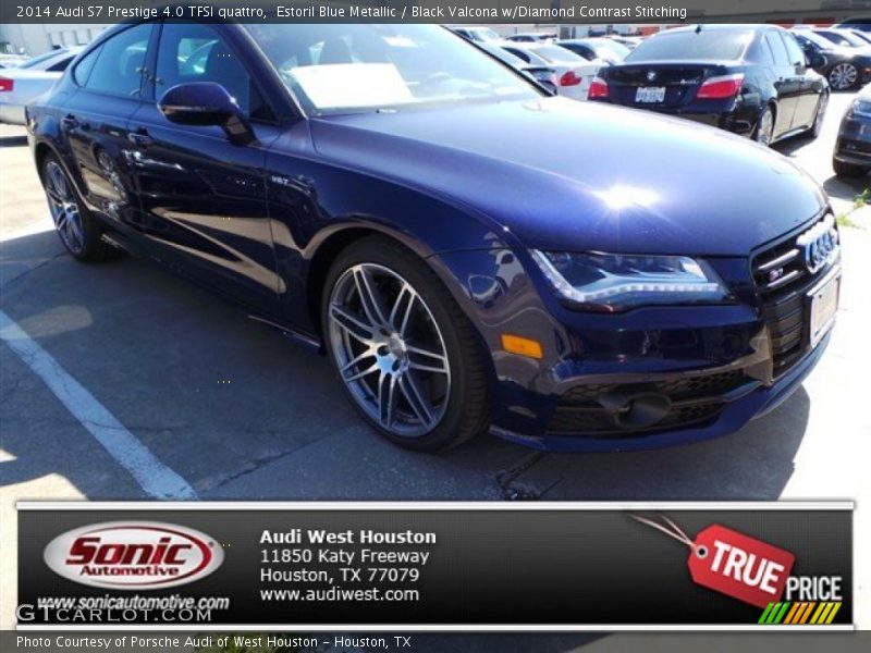 Estoril Blue Metallic / Black Valcona w/Diamond Contrast Stitching 2014 Audi S7 Prestige 4.0 TFSI quattro