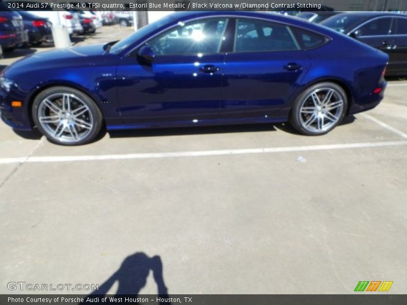 Estoril Blue Metallic / Black Valcona w/Diamond Contrast Stitching 2014 Audi S7 Prestige 4.0 TFSI quattro
