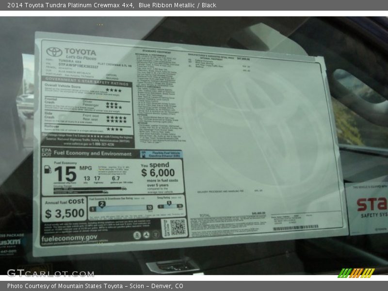 Blue Ribbon Metallic / Black 2014 Toyota Tundra Platinum Crewmax 4x4