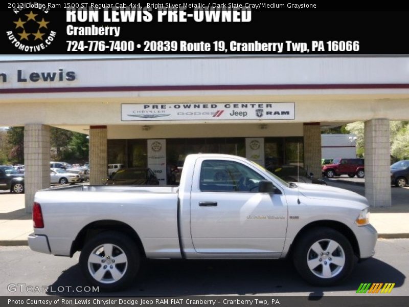 Bright Silver Metallic / Dark Slate Gray/Medium Graystone 2012 Dodge Ram 1500 ST Regular Cab 4x4