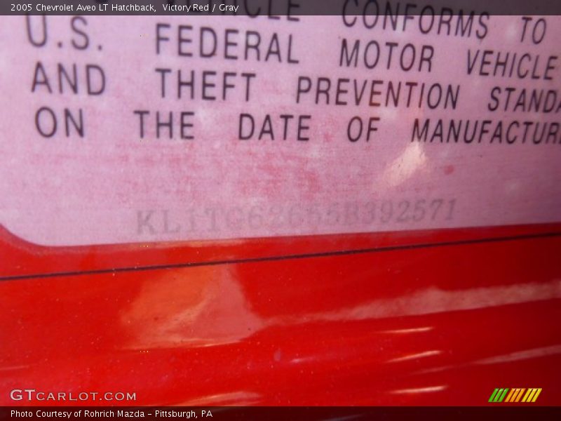 Victory Red / Gray 2005 Chevrolet Aveo LT Hatchback