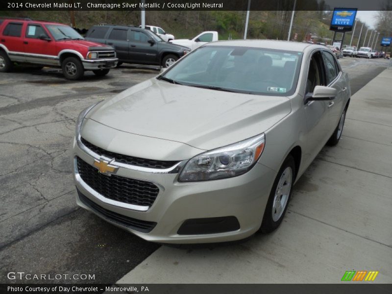 Champagne Silver Metallic / Cocoa/Light Neutral 2014 Chevrolet Malibu LT