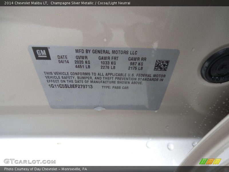 Champagne Silver Metallic / Cocoa/Light Neutral 2014 Chevrolet Malibu LT