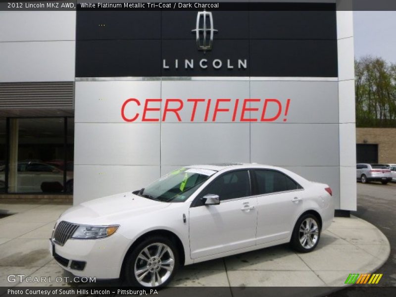 White Platinum Metallic Tri-Coat / Dark Charcoal 2012 Lincoln MKZ AWD