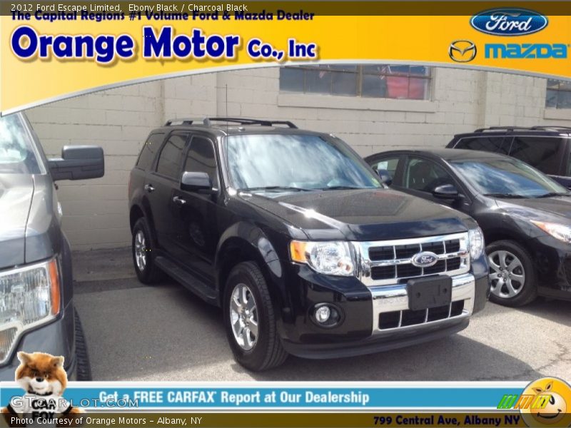 Ebony Black / Charcoal Black 2012 Ford Escape Limited