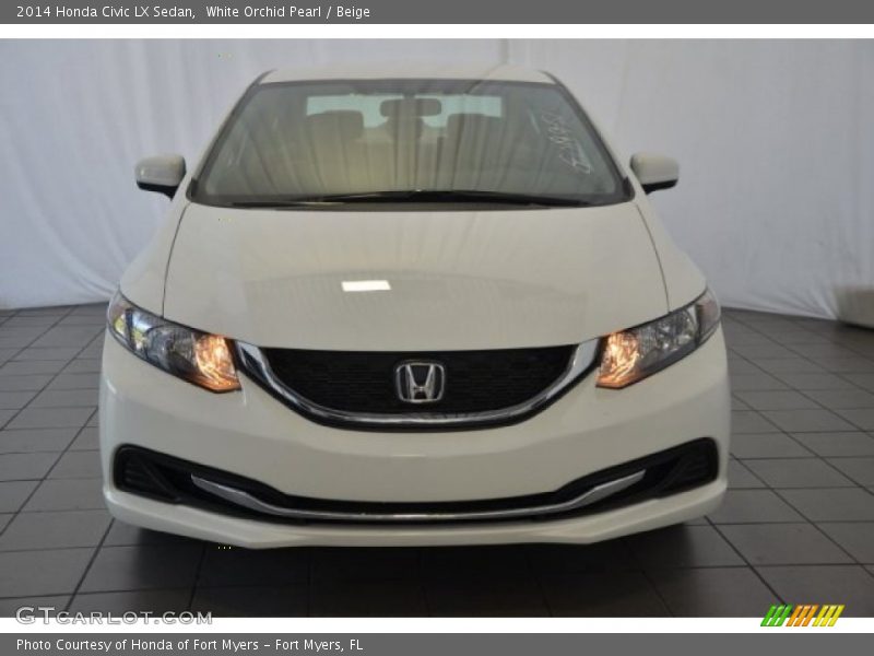 White Orchid Pearl / Beige 2014 Honda Civic LX Sedan