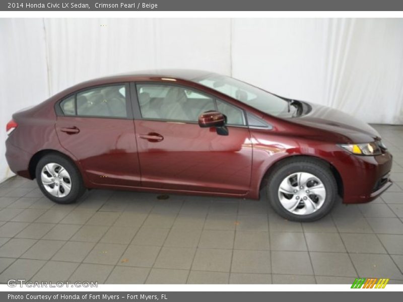 Crimson Pearl / Beige 2014 Honda Civic LX Sedan