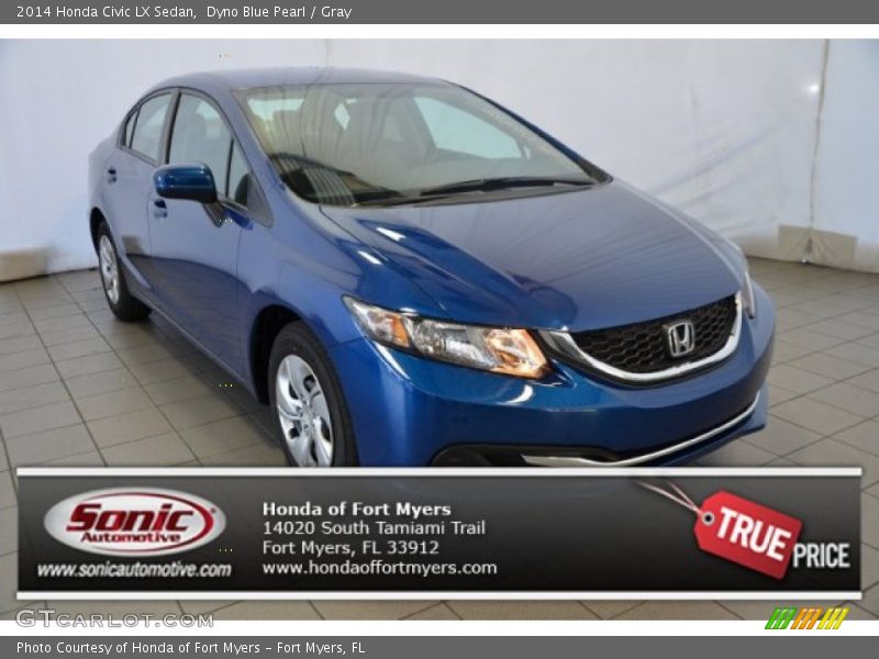Dyno Blue Pearl / Gray 2014 Honda Civic LX Sedan