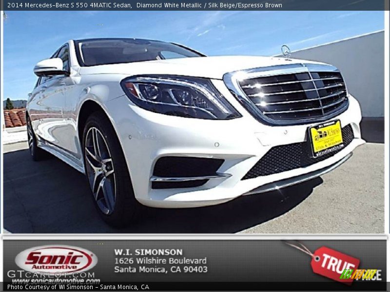 Diamond White Metallic / Silk Beige/Espresso Brown 2014 Mercedes-Benz S 550 4MATIC Sedan