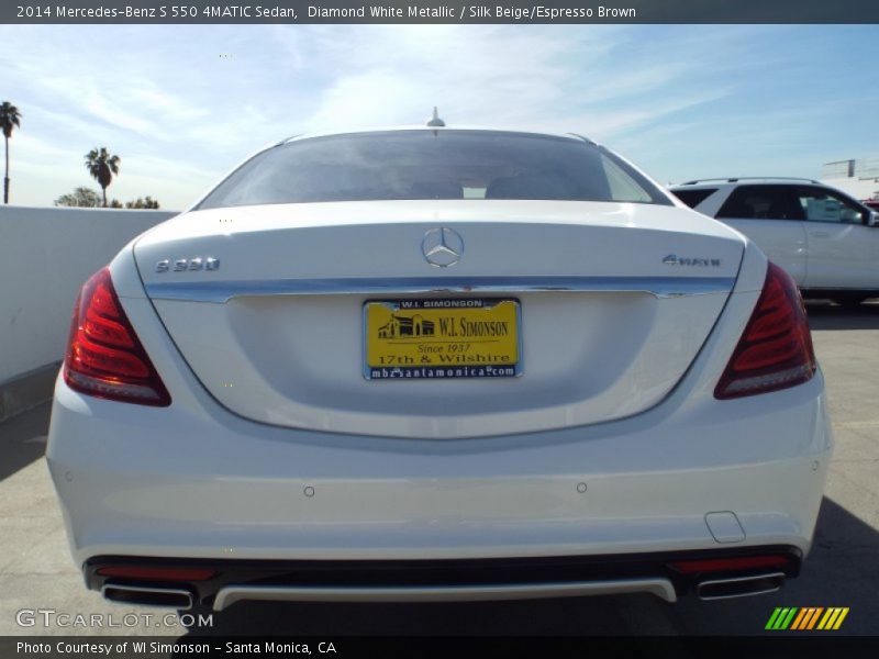 Diamond White Metallic / Silk Beige/Espresso Brown 2014 Mercedes-Benz S 550 4MATIC Sedan