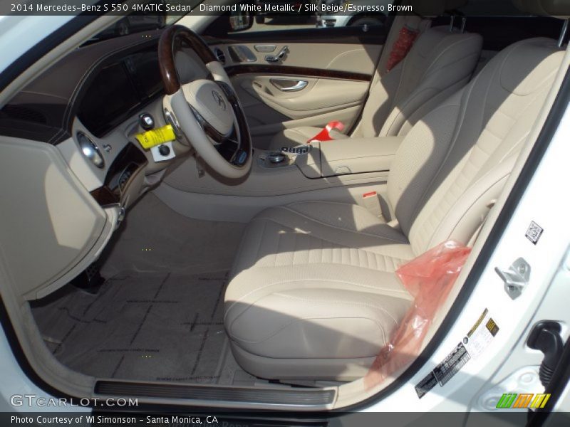 Diamond White Metallic / Silk Beige/Espresso Brown 2014 Mercedes-Benz S 550 4MATIC Sedan