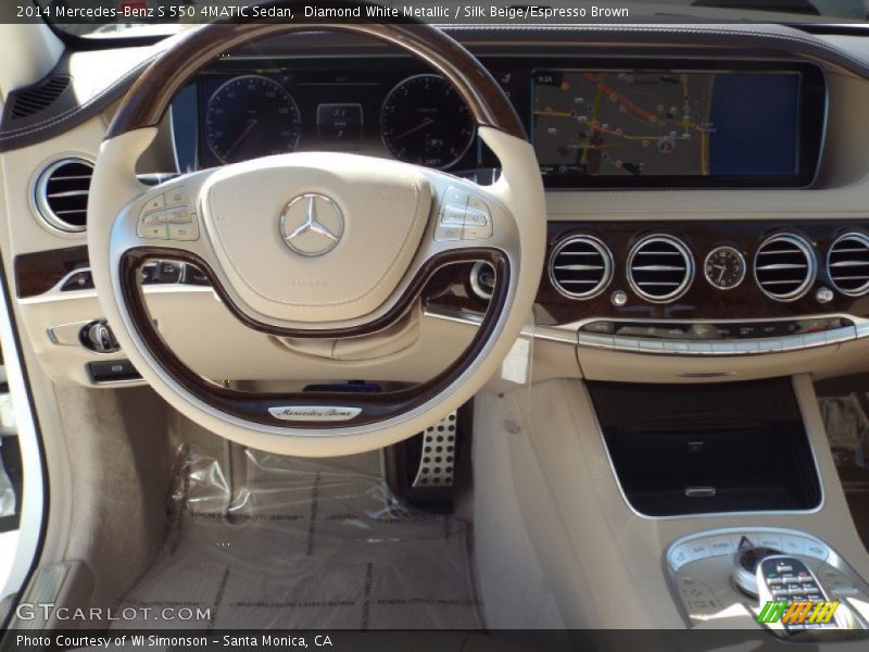 Diamond White Metallic / Silk Beige/Espresso Brown 2014 Mercedes-Benz S 550 4MATIC Sedan