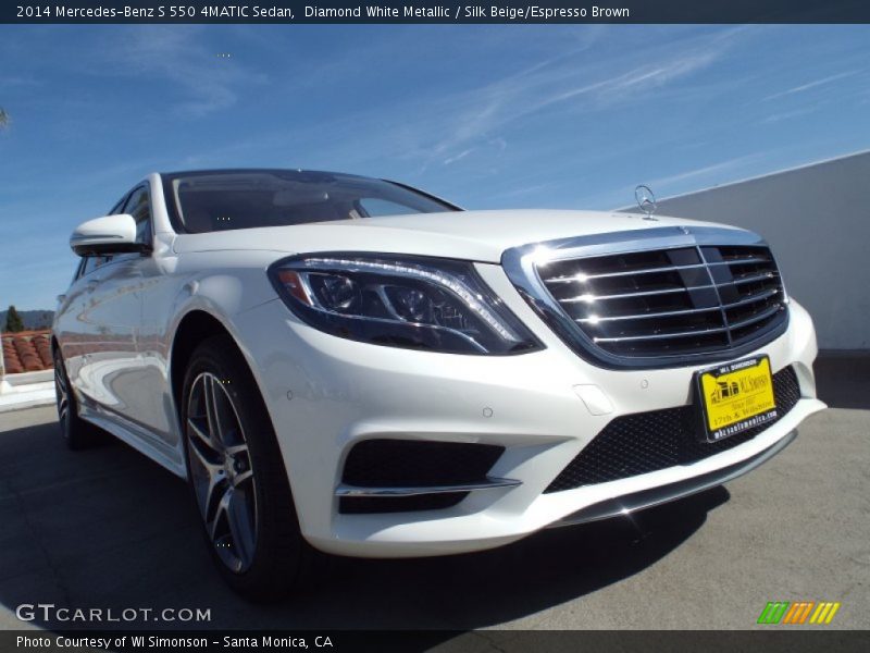 Diamond White Metallic / Silk Beige/Espresso Brown 2014 Mercedes-Benz S 550 4MATIC Sedan