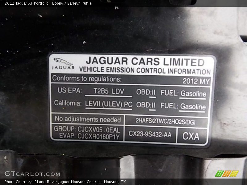 Ebony / Barley/Truffle 2012 Jaguar XF Portfolio