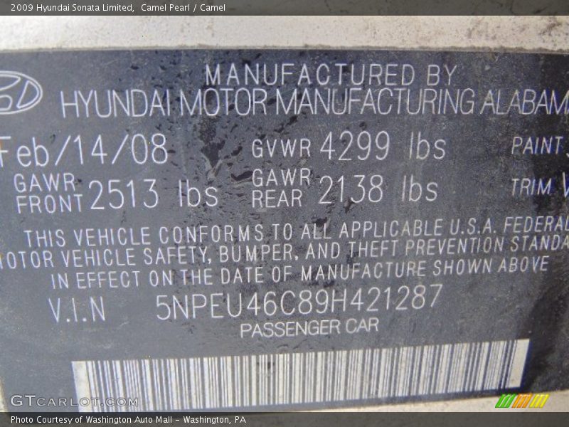 Camel Pearl / Camel 2009 Hyundai Sonata Limited