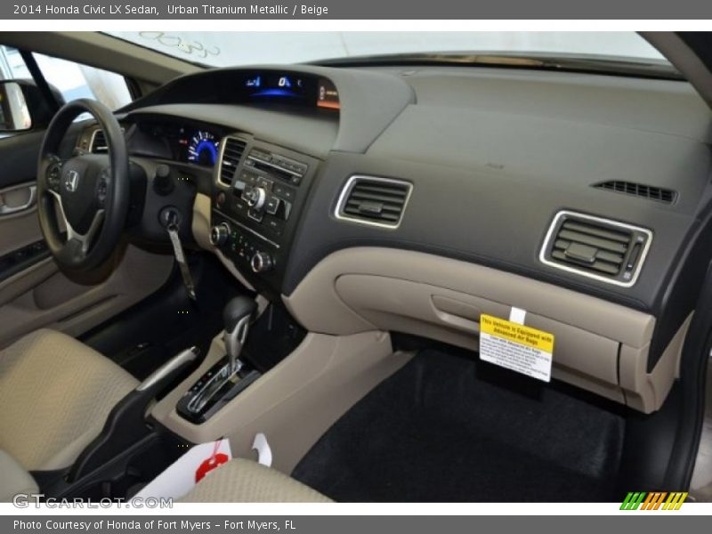 Urban Titanium Metallic / Beige 2014 Honda Civic LX Sedan