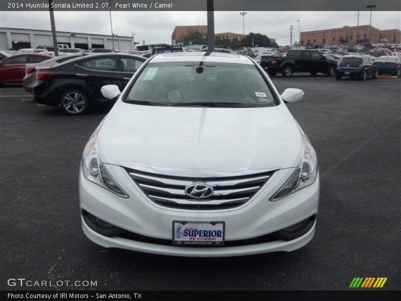 Pearl White / Camel 2014 Hyundai Sonata Limited 2.0T
