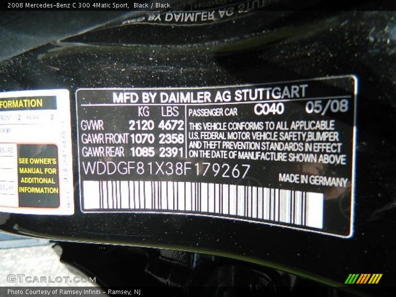 Black / Black 2008 Mercedes-Benz C 300 4Matic Sport