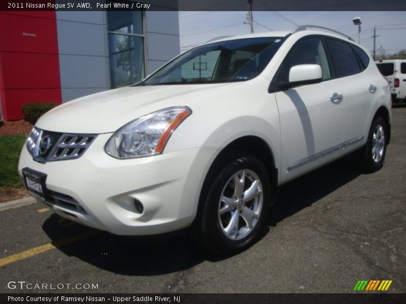 Pearl White / Gray 2011 Nissan Rogue SV AWD