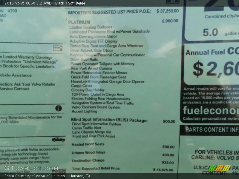 Black / Soft Beige 2015 Volvo XC60 3.2 AWD