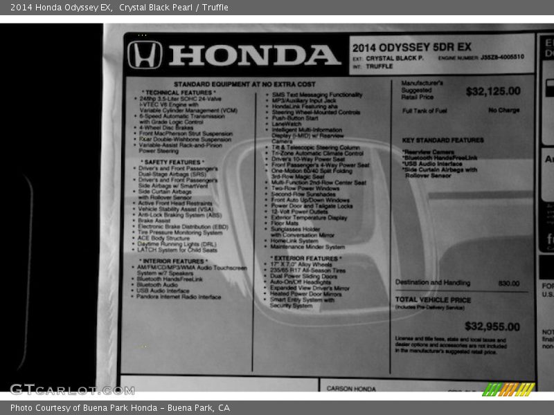 Crystal Black Pearl / Truffle 2014 Honda Odyssey EX
