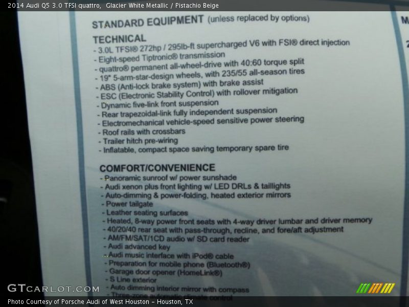 Glacier White Metallic / Pistachio Beige 2014 Audi Q5 3.0 TFSI quattro