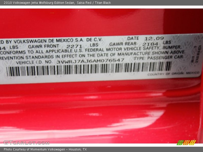 Salsa Red / Titan Black 2010 Volkswagen Jetta Wolfsburg Edition Sedan