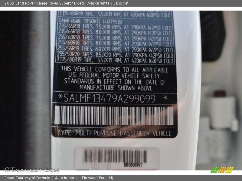 Alaska White / Sand/Jet 2009 Land Rover Range Rover Supercharged