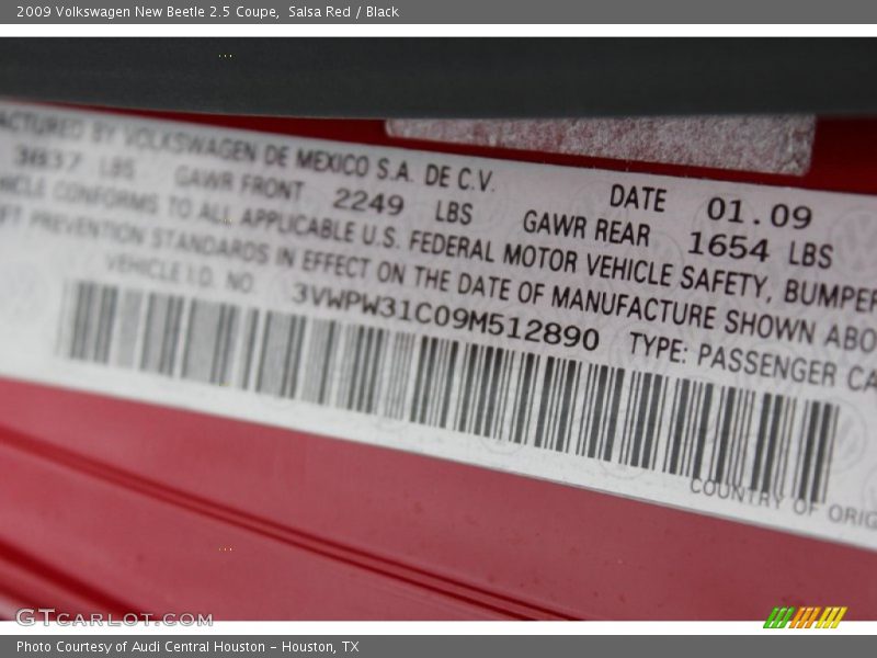 Salsa Red / Black 2009 Volkswagen New Beetle 2.5 Coupe