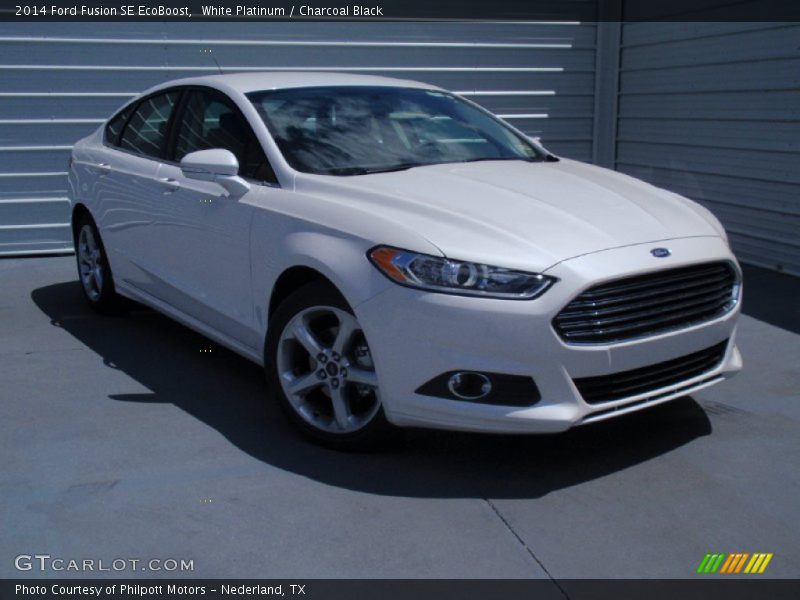 White Platinum / Charcoal Black 2014 Ford Fusion SE EcoBoost