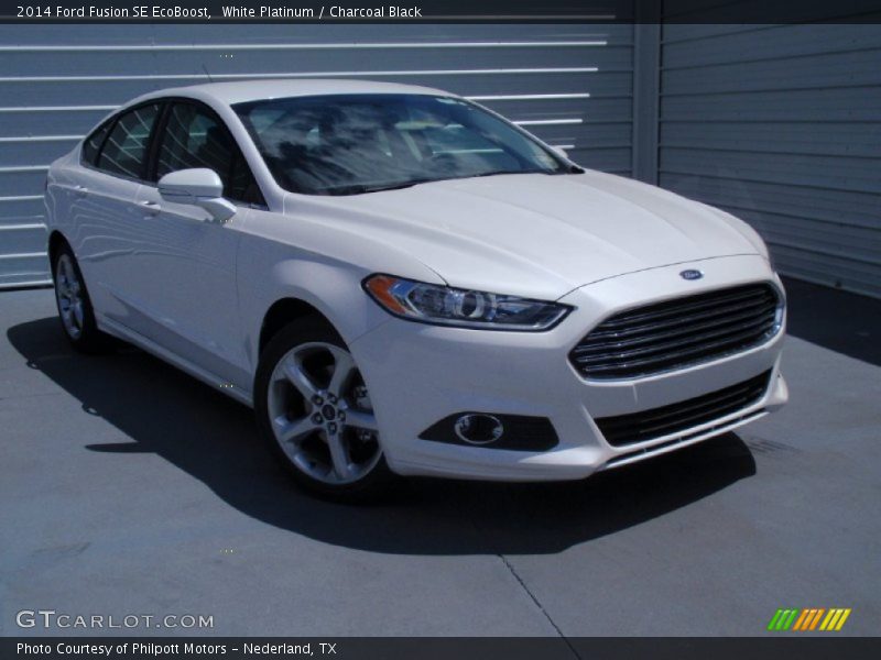 White Platinum / Charcoal Black 2014 Ford Fusion SE EcoBoost