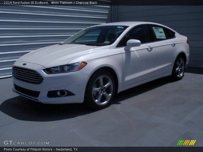 White Platinum / Charcoal Black 2014 Ford Fusion SE EcoBoost