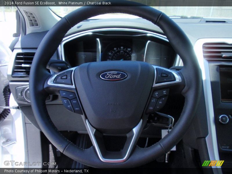 White Platinum / Charcoal Black 2014 Ford Fusion SE EcoBoost