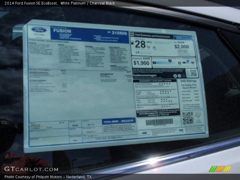 White Platinum / Charcoal Black 2014 Ford Fusion SE EcoBoost