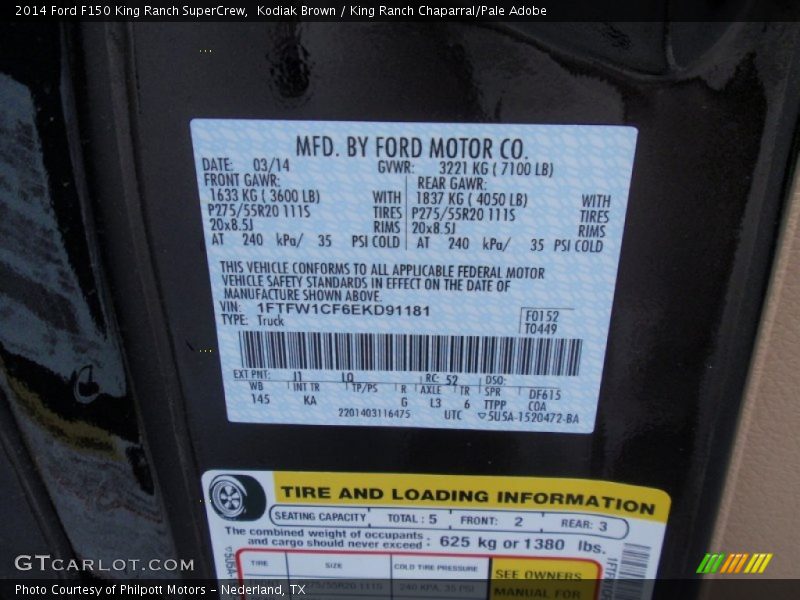 Kodiak Brown / King Ranch Chaparral/Pale Adobe 2014 Ford F150 King Ranch SuperCrew