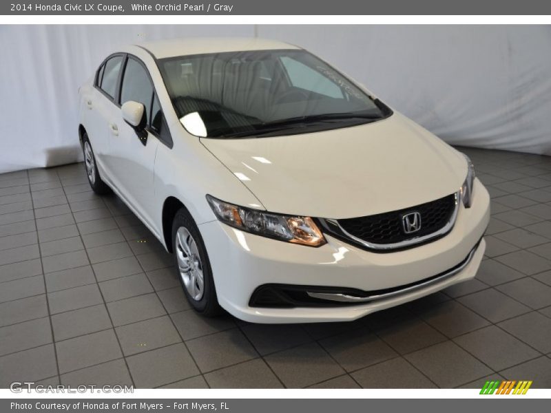 White Orchid Pearl / Gray 2014 Honda Civic LX Coupe