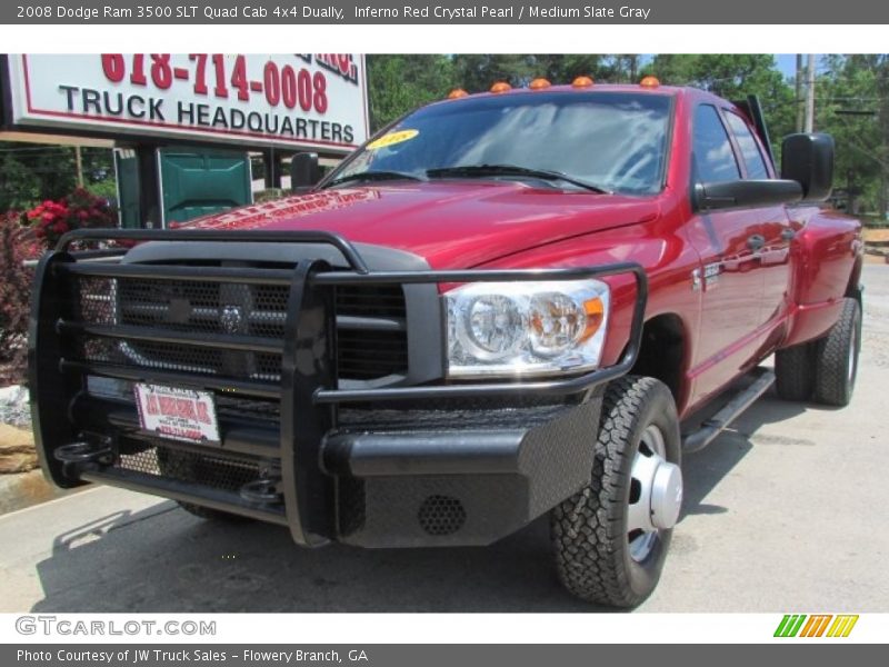 Inferno Red Crystal Pearl / Medium Slate Gray 2008 Dodge Ram 3500 SLT Quad Cab 4x4 Dually