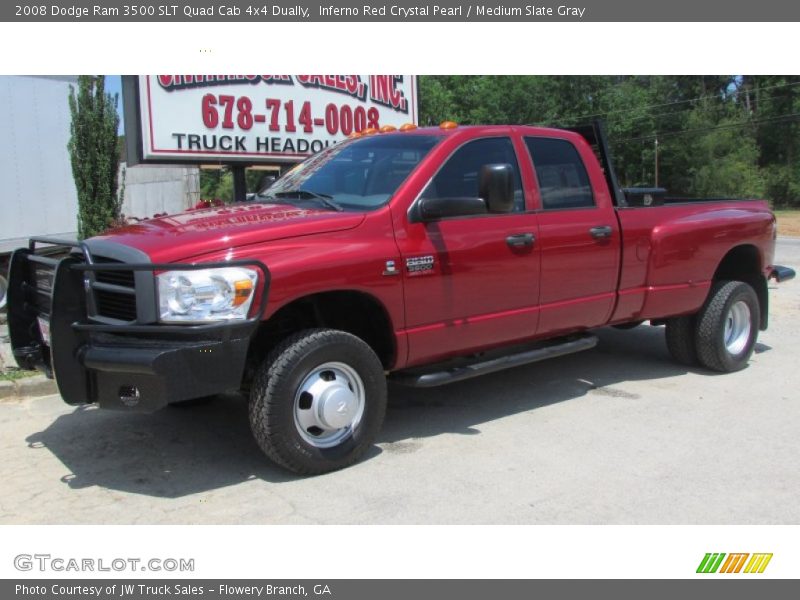 Inferno Red Crystal Pearl / Medium Slate Gray 2008 Dodge Ram 3500 SLT Quad Cab 4x4 Dually