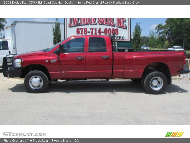 Inferno Red Crystal Pearl / Medium Slate Gray 2008 Dodge Ram 3500 SLT Quad Cab 4x4 Dually