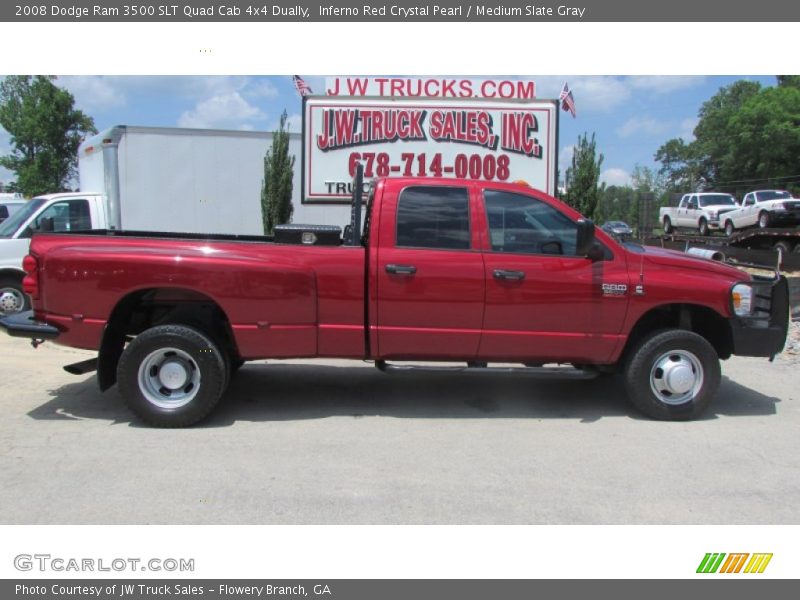 Inferno Red Crystal Pearl / Medium Slate Gray 2008 Dodge Ram 3500 SLT Quad Cab 4x4 Dually