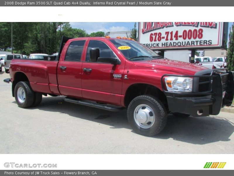 Inferno Red Crystal Pearl / Medium Slate Gray 2008 Dodge Ram 3500 SLT Quad Cab 4x4 Dually