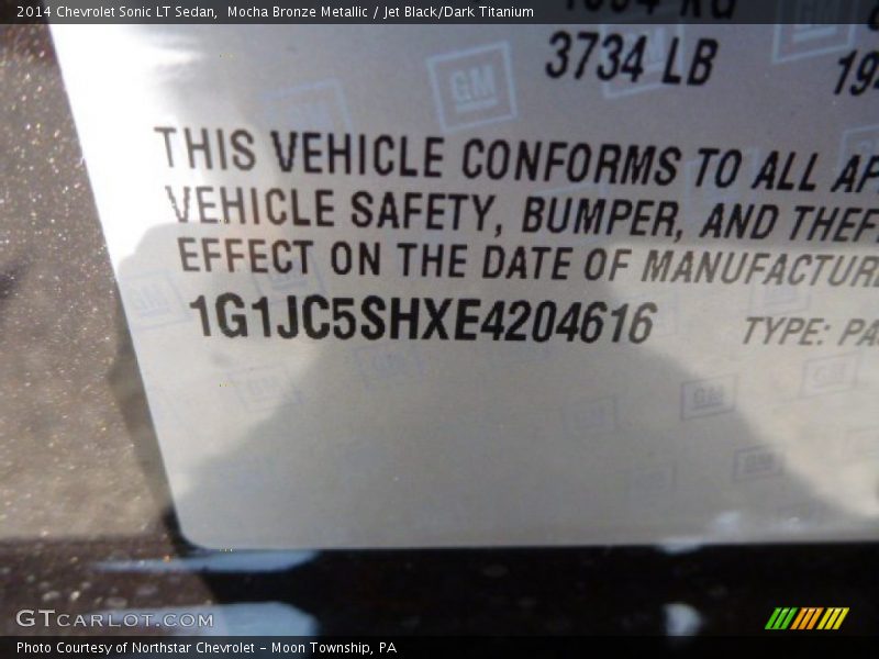 Mocha Bronze Metallic / Jet Black/Dark Titanium 2014 Chevrolet Sonic LT Sedan