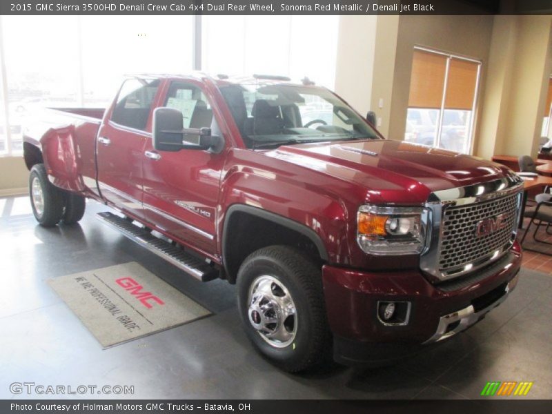 Sonoma Red Metallic / Denali Jet Black 2015 GMC Sierra 3500HD Denali Crew Cab 4x4 Dual Rear Wheel