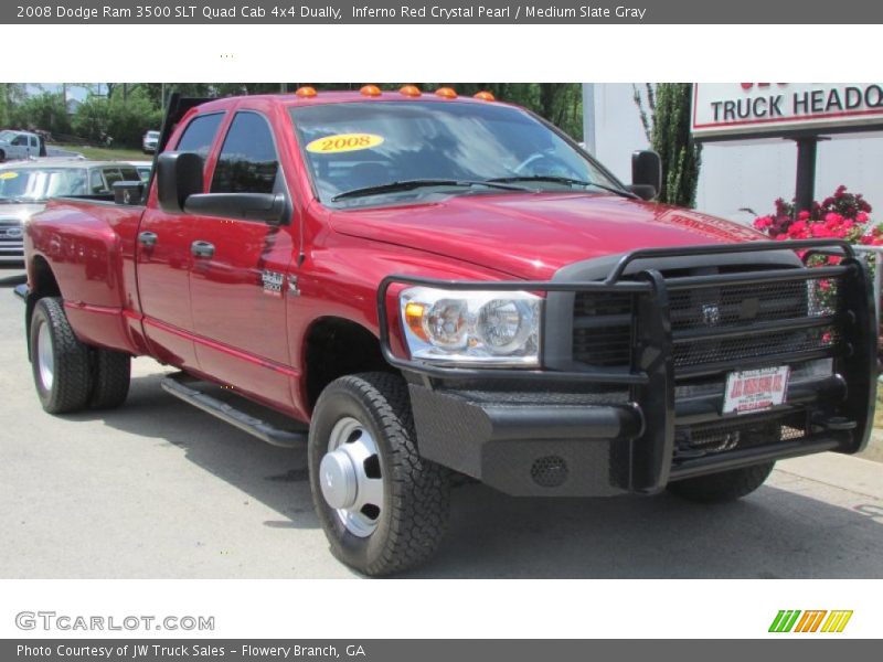 Inferno Red Crystal Pearl / Medium Slate Gray 2008 Dodge Ram 3500 SLT Quad Cab 4x4 Dually