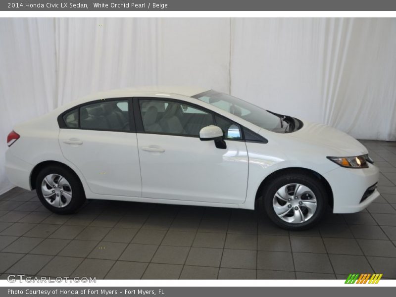 White Orchid Pearl / Beige 2014 Honda Civic LX Sedan